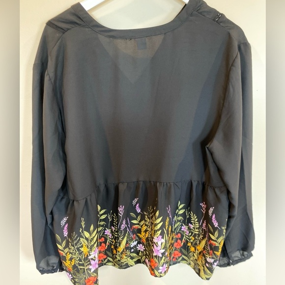 Old Navy Georgette Swing Blouse Floral Top Womens XL V-Neck Boho Cottagecore - Picture 4 of 5